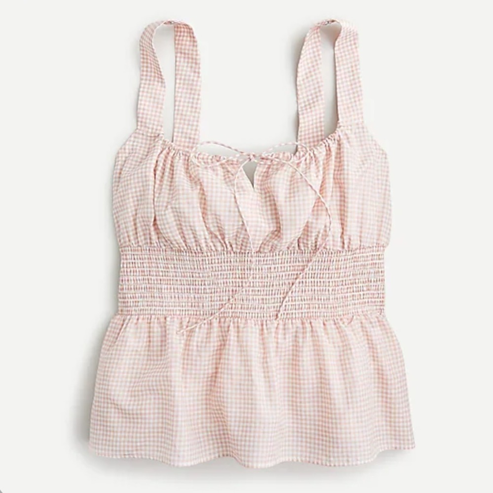 J.Crew Smocked-waist tank in gingham